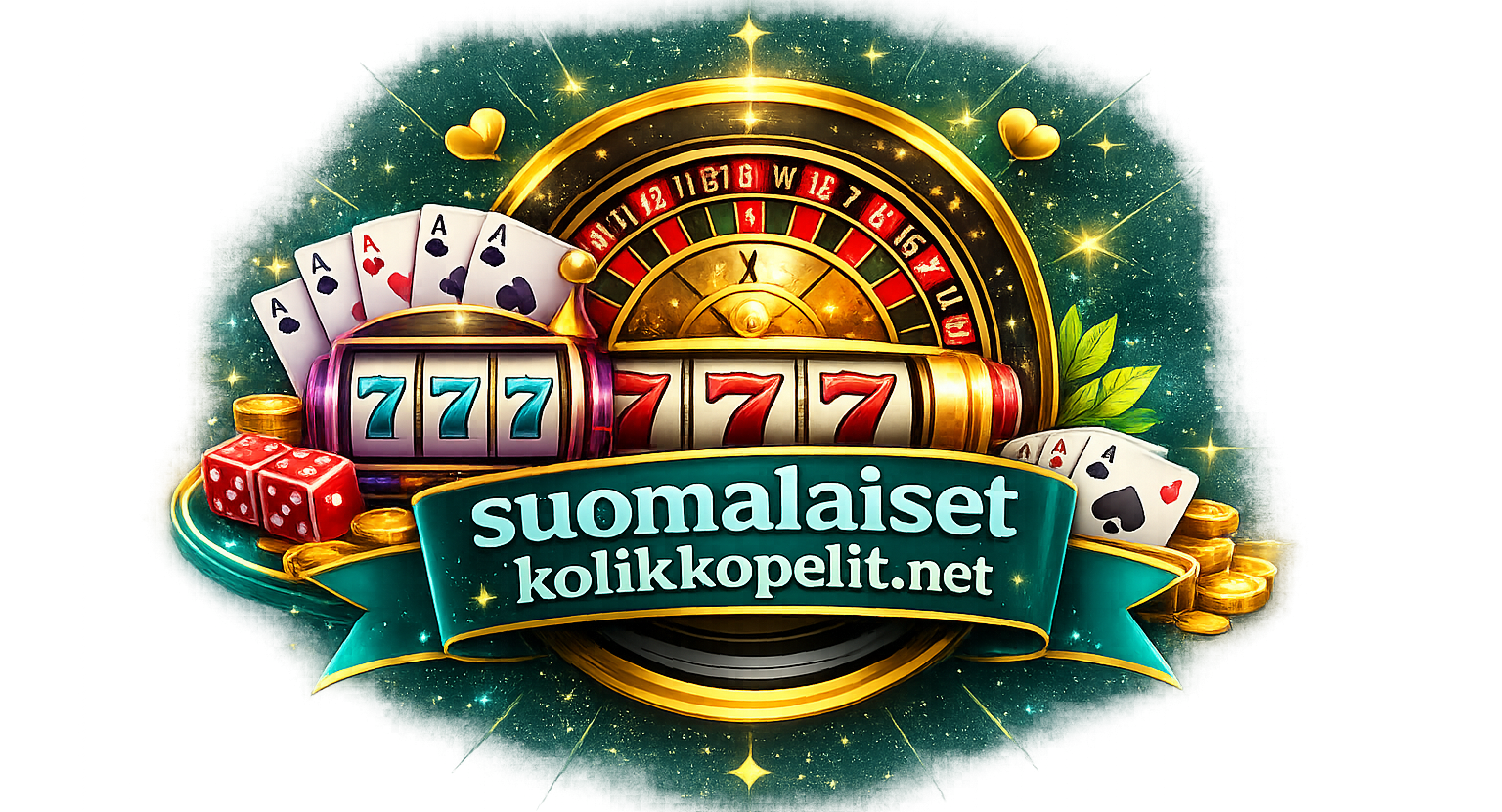 Casino-themed logo design with aces and dice